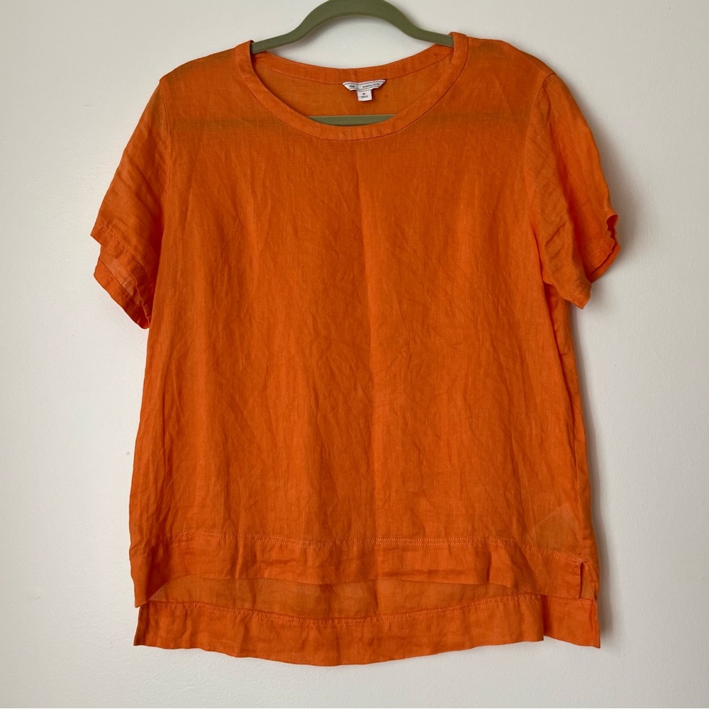 Gap 100% Linen Shirt in Bright Orange, size M - Picture 3 of 10